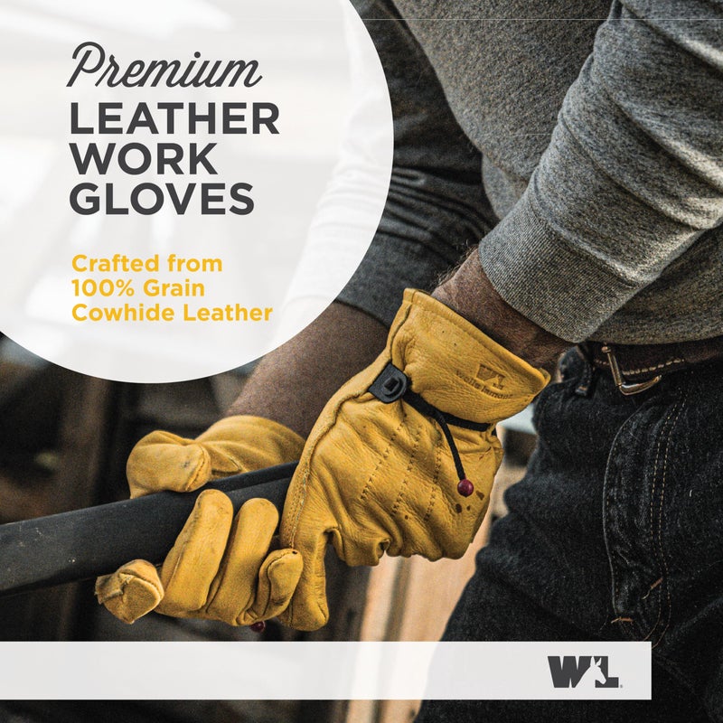 Wells Lamont Leather Work Gloves for Men â€“ Heavy Duty, Cowhide, Abrasion & Puncture Resistant â€“ Adjustable Wrist, Gunn Cut Design, Ideal for Ranching, Farming, Construction - Saddletan - XXL - Image 3